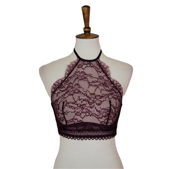 Victoria's Secret Wine Lace Unlined High Neck Bra - Picture 1 of 6